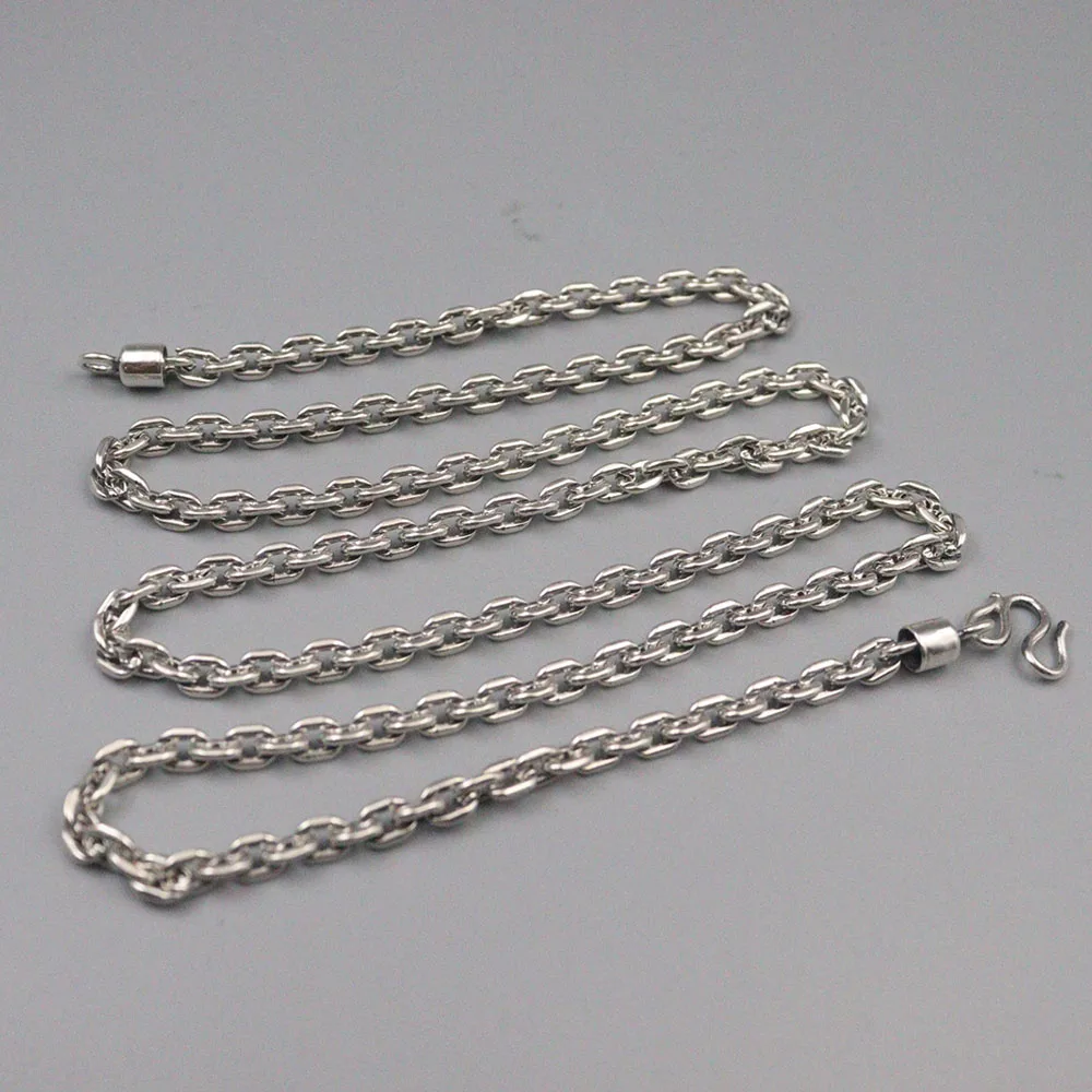 Pure S925 Sterling Silver Chain Boy Girl Square O Link Chain Necklace For Man Woman Easy Matching 2-4mm