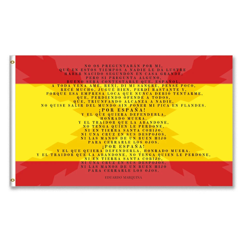 Bandera de España con la sombra de la Cruz de Borgoña con el brindis del soldado de los tercios del ejercito español