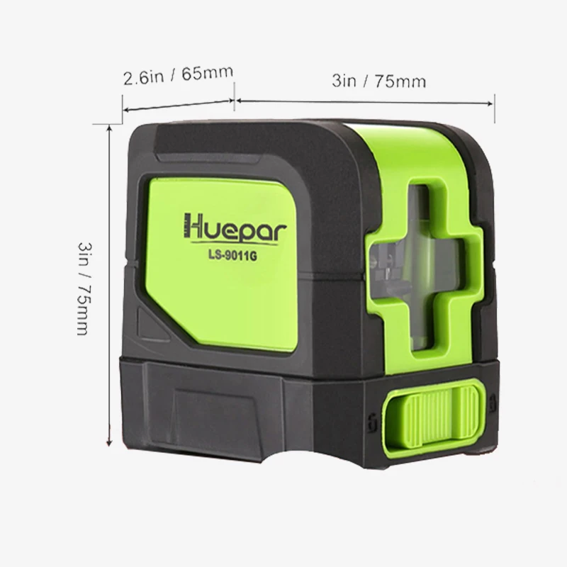 Huepar 2 Lines Laser Level 9011G Self Levelling ( 4 degrees) Green Red Cross-Line Beam Laser Horizontal