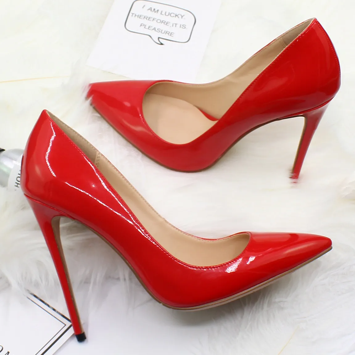 Mature Women Nude Black Purple Red Wedding Bridal Patent Leather Pointed Toe Pumps Stiletto High Heels 12cm Banquet Shoes D001A