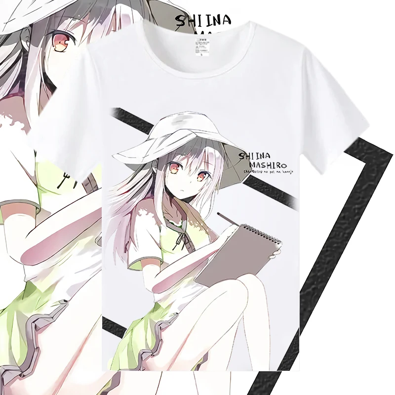 Japanese Anime The Pet Girl of Sakurasou Cosplay T Shirt Shiina Mashiro Cartoon T-Shirt Short Sleeve Summer Top Tee Costume