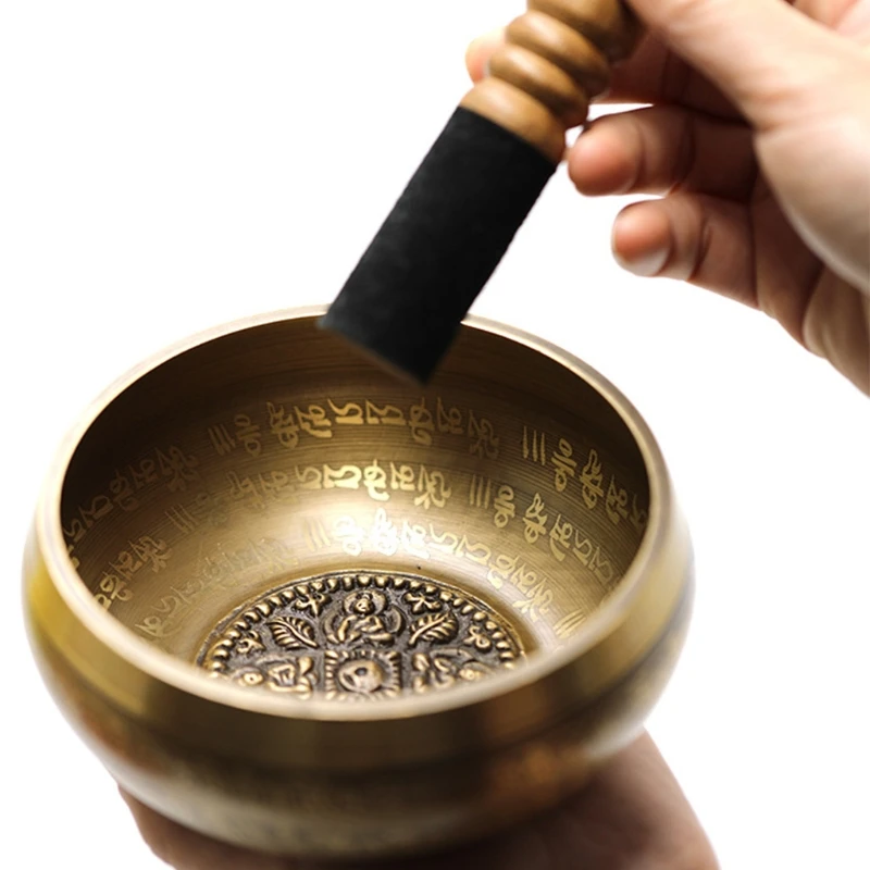 12cm Tibetan Buddhism Sing Bowl Yoga Meditation Chanting Handicraft Copper Healing Sound Home Decoration Gift