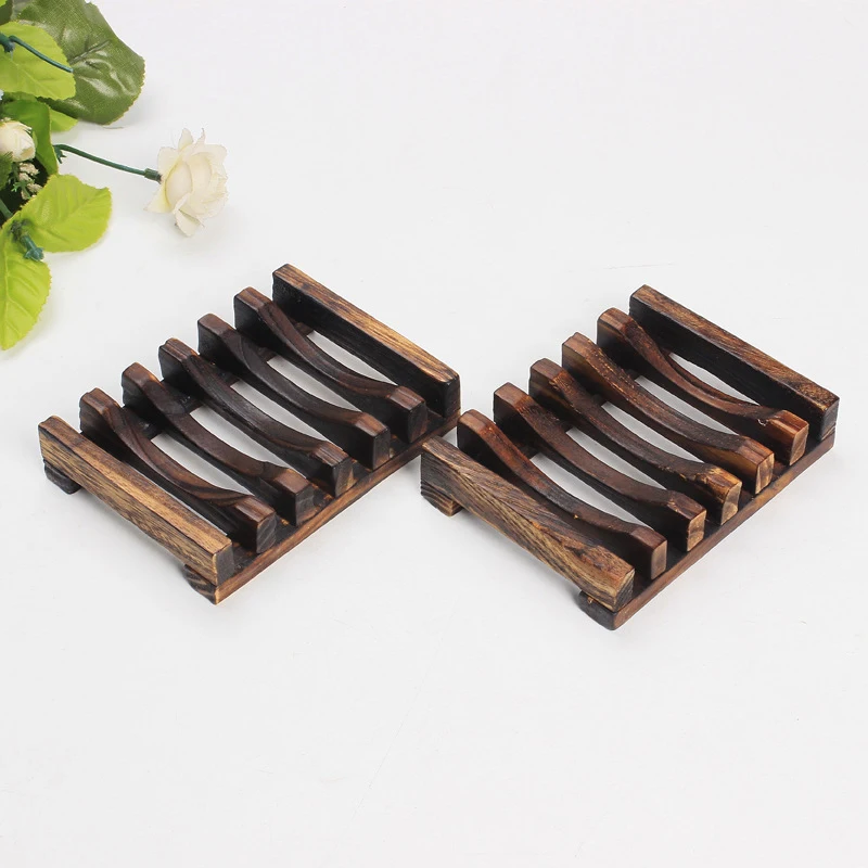 1pcs Wooden Natural Bamboo Soap Dish Tray Holder Storage Soap Rack Plate Box Container For Bath Shower Plate Bathroom