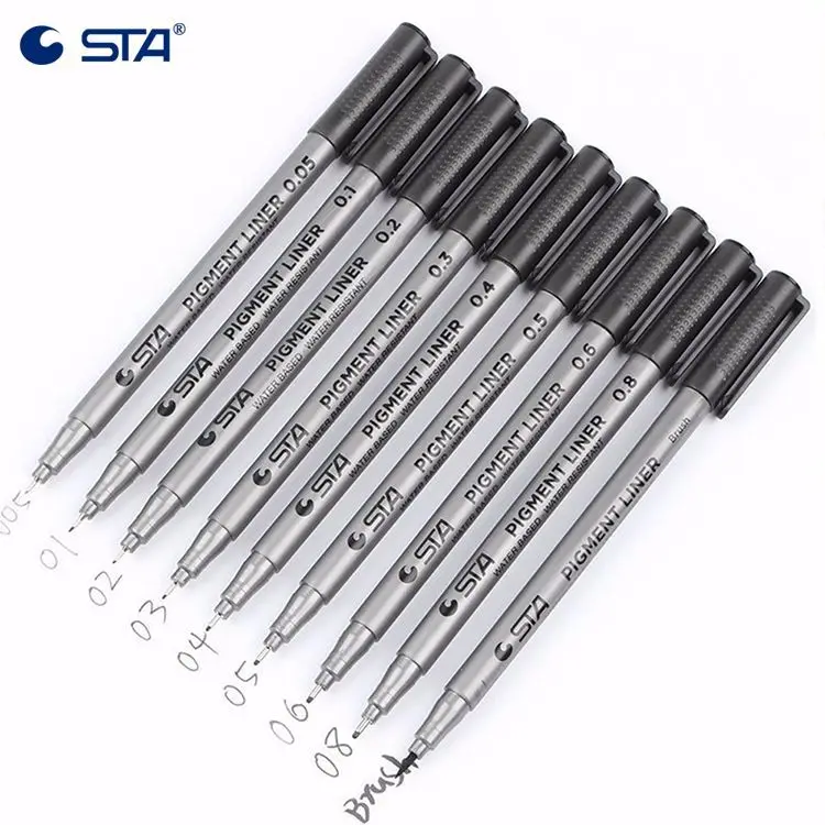 1PCS STA Micron Liner Pen Waterproof Pigment Ink Fineliner Pen 005 01 02 03 04 05 06 08 Drawing for Anime Manga Sketch Marker