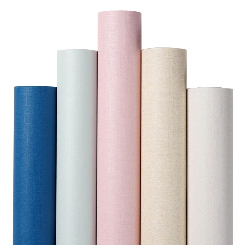 

Modern Solid Color Wall Papers Home Decor Blue Pink Beige Waterproof PVC Wallpaper Roll for Living Room Bedroom Walls behang