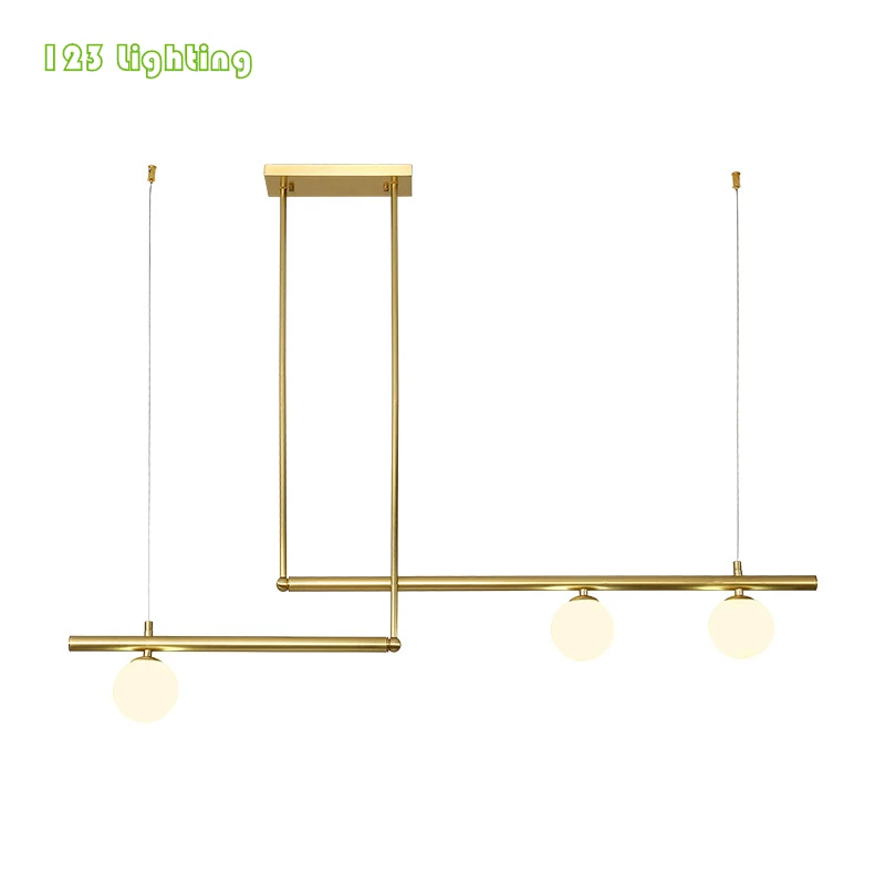 Imagem -06 - Lustre Led de Metal Dourado Restaurante Luz de Suspensão da Cozinha Vidro Branco Bar Cafetaria Lâmpada Pendente Iluminação Doméstica 110240v