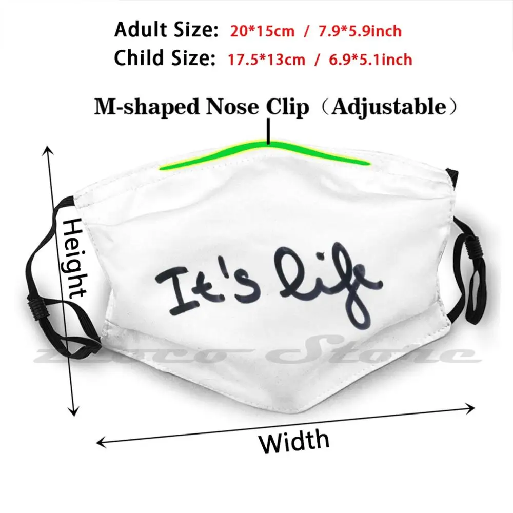 It's Life Mask Adult Child Washable Pm2.5 Filter Logo Creativity Text Word Words Written Hand Manual Transmission Cool Fun