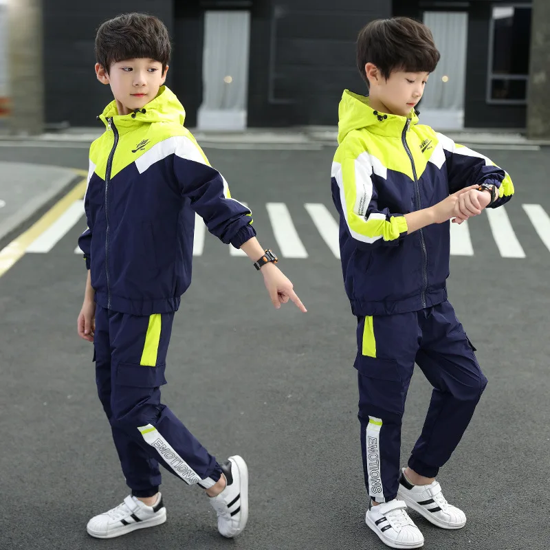 2023 New Spring Summer Children\'s Clothes Suit Boys Coat + Pants 2pcs/Set Teenage Top Sport Costume For Kids Streetwear