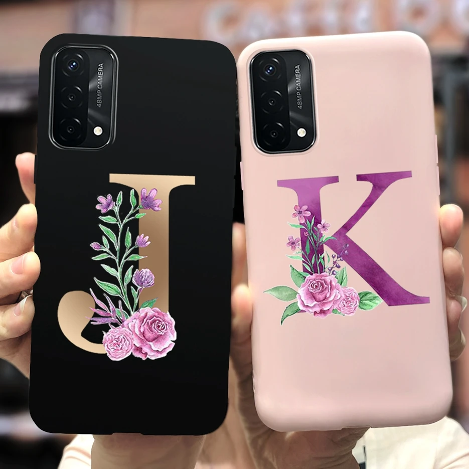 For Oppo A74 Case CHP2219 Cute Letters Soft Silicone Phone Cases For Oppo A74 5G A 74 CPH2197 Back Cover OppoA74 Shockproof Case