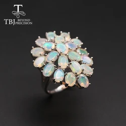 TBJ, Top quality Natural Opal Luxury gemstone Ring oval cut 4*6mm 21 piece 10.5ct  925 sterling silver fine jewelry for women