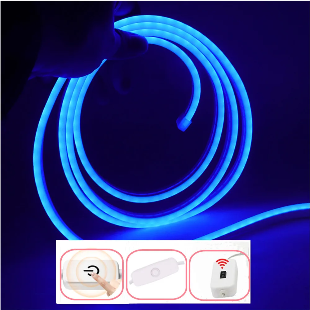 5V USB Neon LED Strip 6X12MM 120Leds/m Waterproof Silica Gel Flexible Tape Ribbon Lamps With Sensor Touch Dimmer ON/OFF Switch