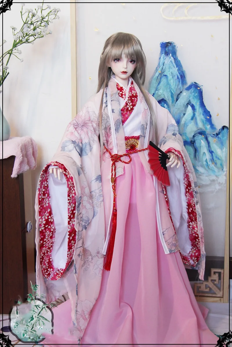 1/4 1/3 Scale BJD Clothes Accessories Chinese Ancient Costume Outfit Pink Hanfu Fairy Dress For BJD/SD MSD SD13 Girl A0693