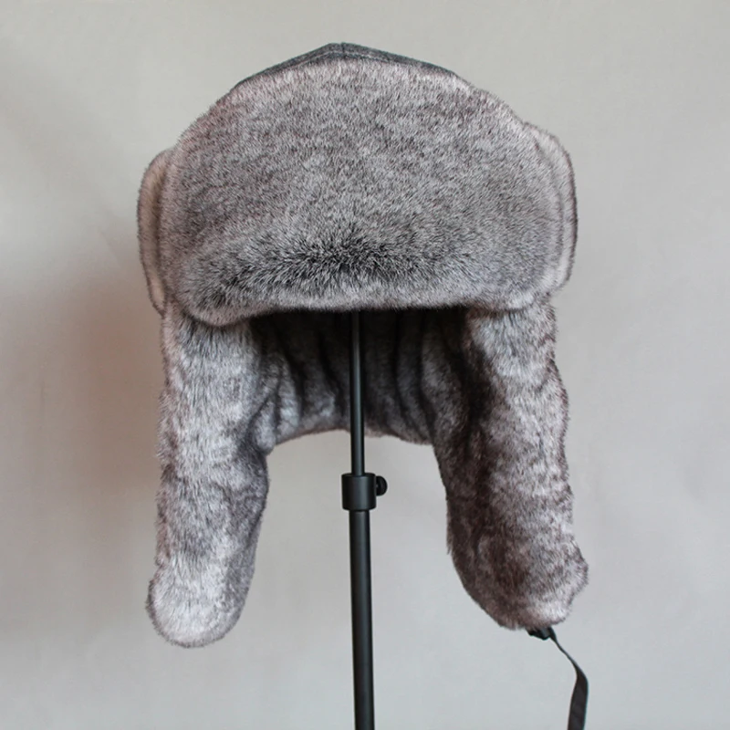 Men Russian Bomber Hat Winter  Ushanka Trapper Hat With Earflaps Women Faux Fur Snow Caps  For Children