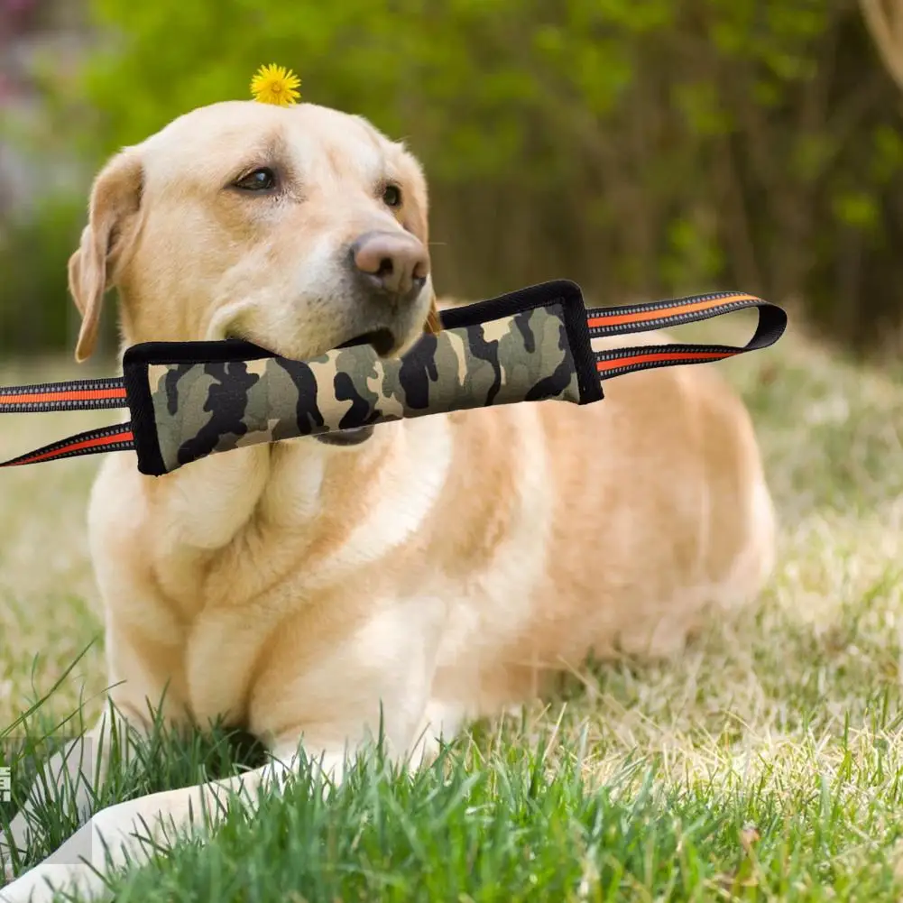 Dog Bite Stick with 2 Handles Teeth Grinding Dog Training Stick Pet Dog Training Jute Sleeve Toy Dog Biting Pillow Tug Stick