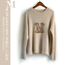 Women Sweaters And Pullovers Letter M Female Sweater Korean Fashion Red Beige Autumn Winter O-neck Cashmere Warm Jumper Ladies