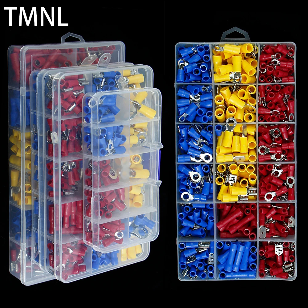 

1.25/2/5.5 Crimp flat terminal box insulated fork quick connector kit Electrical distributor ring hybrid cable wire trolley kit