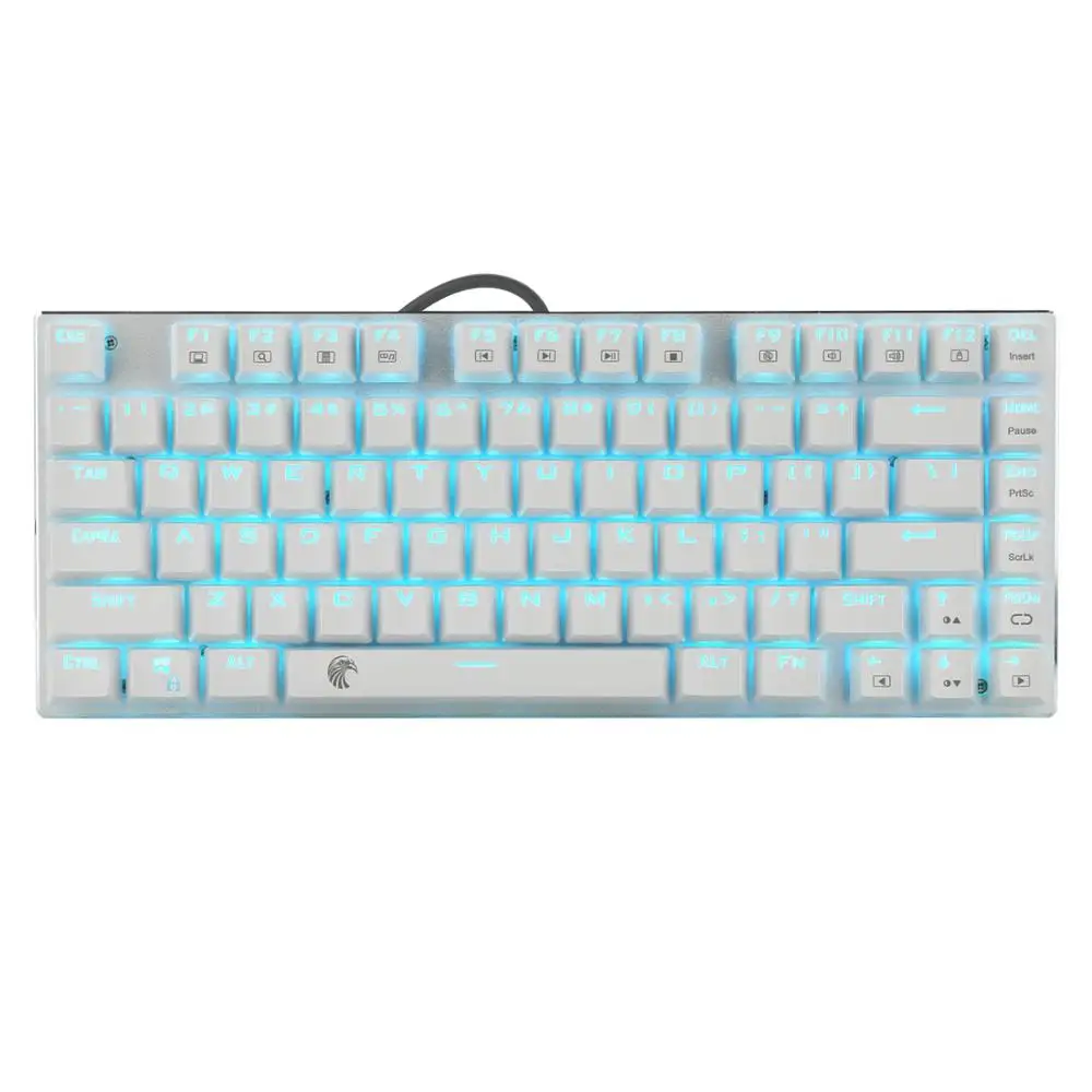 

Mechanical Gaming Keyboard E-Element Z88 with Blue Switches Cyan LED Backlit Water Resistant Compact 81 Keys Anti-Ghost White