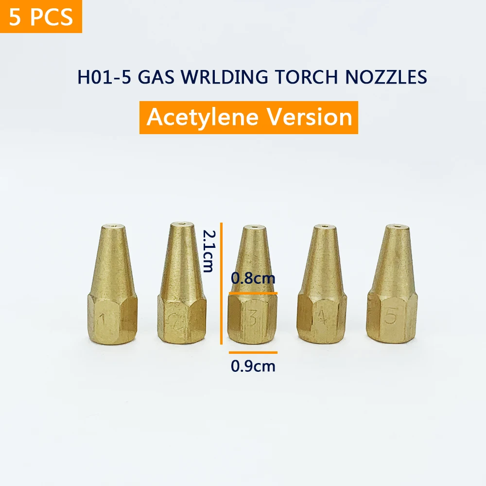 5 PCS H01-5 Gas Brazing Torch Nozzle Oxygen  Acetylene Liquified Gas for Steel Copper Aluminum Solder Welding Torch