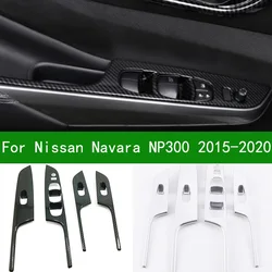 Per nissan navara NP300 2015-2021 Pickup cromo argento alzacristalli elettrici alzacristallo trim adesivo per porte interne in fibra di carbonio