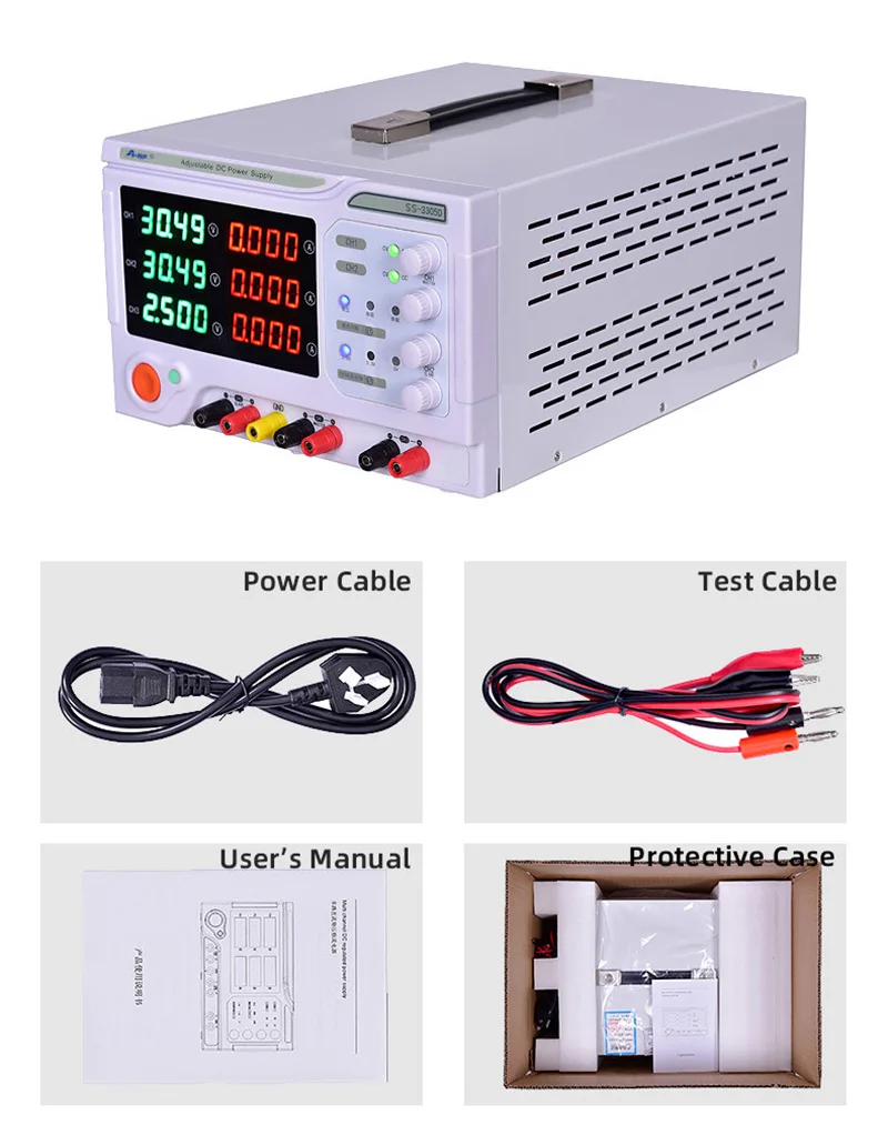 A-BF DC Lab Power Supply Banco Fonte, Regulador de Tensão Estabilizado, Quatro Dígitos Multi Channel, Três Way Banco de Energia, 30V, 3A, 5A