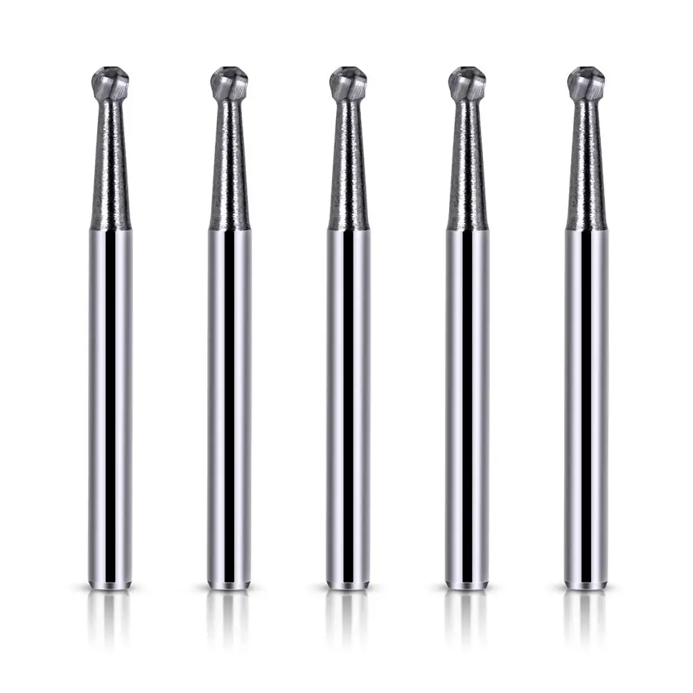 AZDENT Dental Tungsten Carbide Bur Drill FG 1/2/3/4/5 Round 1.6mm for High Speed Handpiece Dentistry Burs