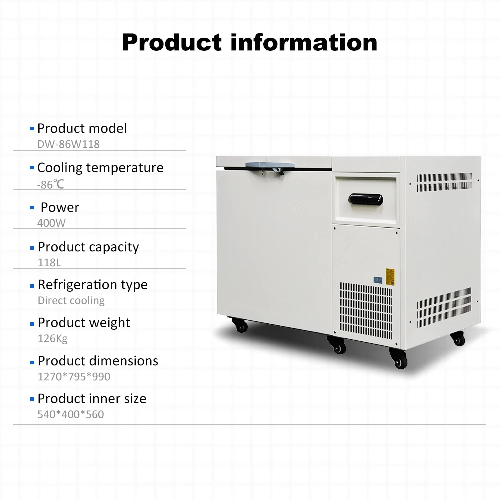 Zoibkd laboratório equipamentos DW-86W118 ultra-baixa temperatura caixa de armazenamento doméstico portátil mudo proteção ambiental