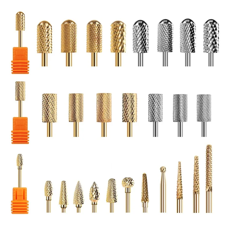 Ausverkauf! Fräser aus goldenem Hartmetall für elektrische Nagelbohrmaschinen, Maniküre-Maschinen, Pediküre-Nagelfeilen-Zubehör – Detail 2