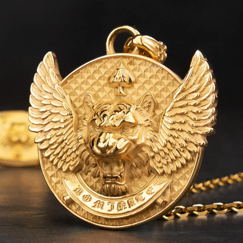 

3D Flying Tiger stainless steel necklace for men Wings Fashion Fitness Men Jewelry