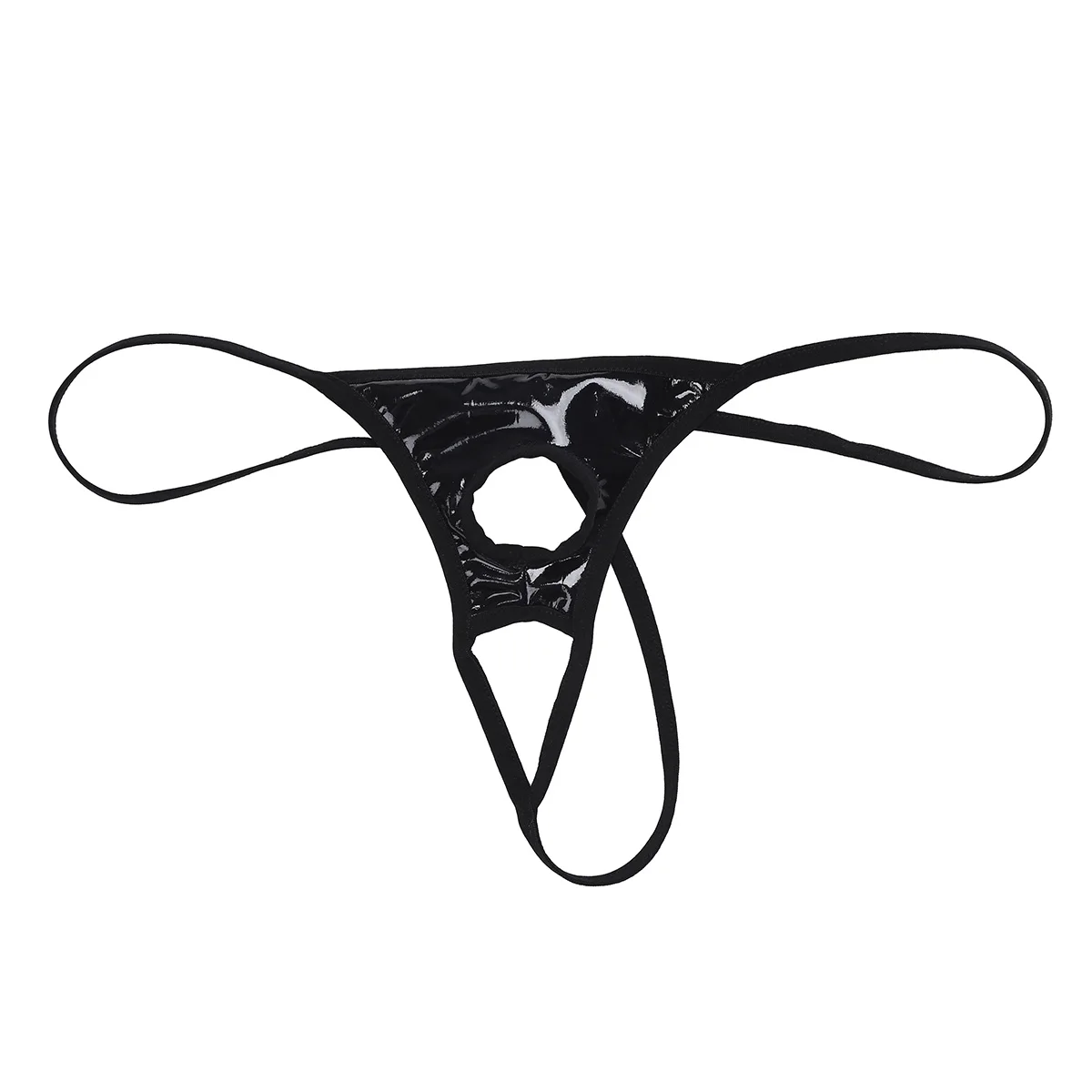 Men Exotic Bikini Sexy Lingerie Patent Leather Panties G-string Underwear Open Butt Thong Gay Mens Panties with Penis Holes