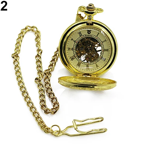 Fashion Watches for Men Women Unisex Vintage Arabic Numbers Retro Style Bronze Mechanical Pocket Watch Gift