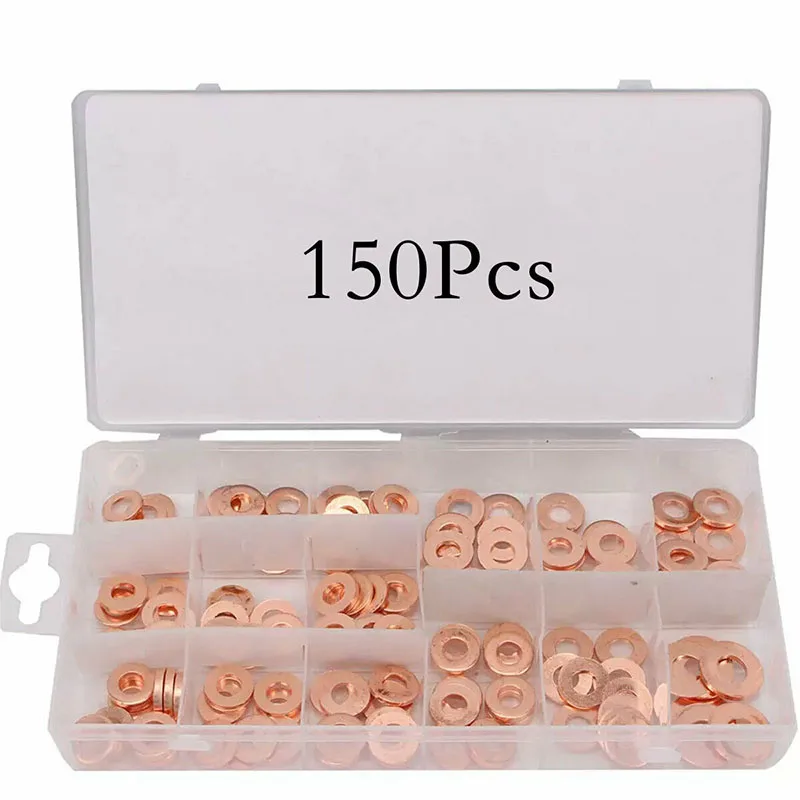 

150Pcs Copper Sealing Solid Gasket Washer Sump Plug Oil For Boat Crush Flat Seal Ring Tool Hardware Accessories