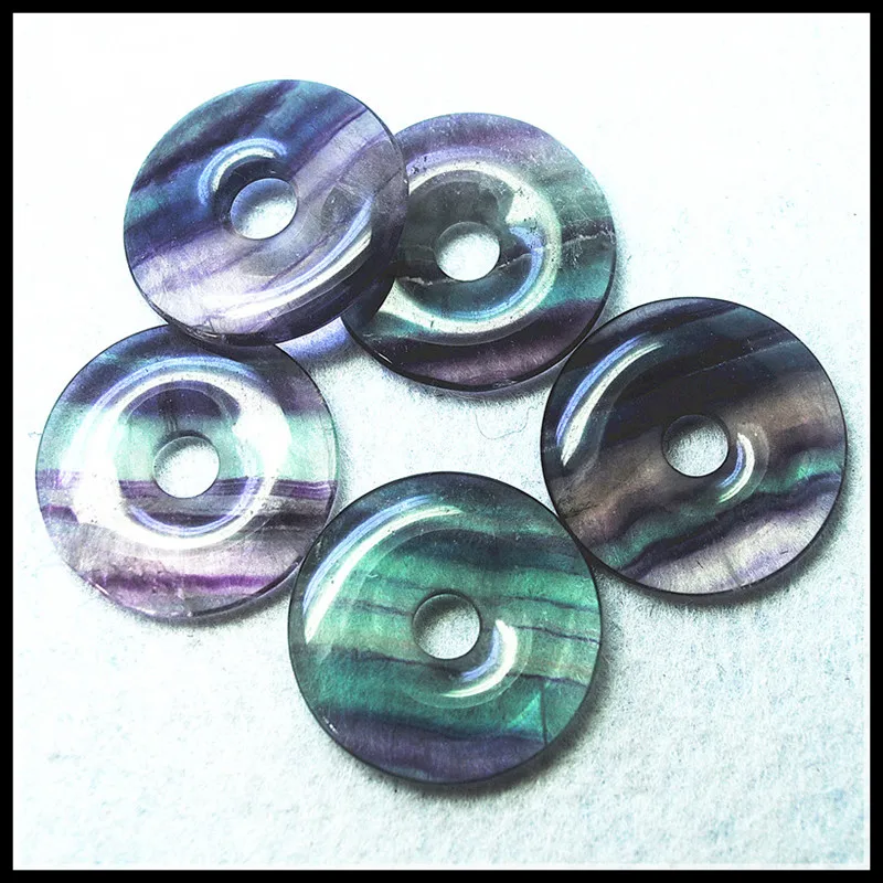 1PC Natural Fluorite Pendant Donut Shape Size 30MM 35MM Purple Stone Good Selling  Jewelry Making With Best Wholesale