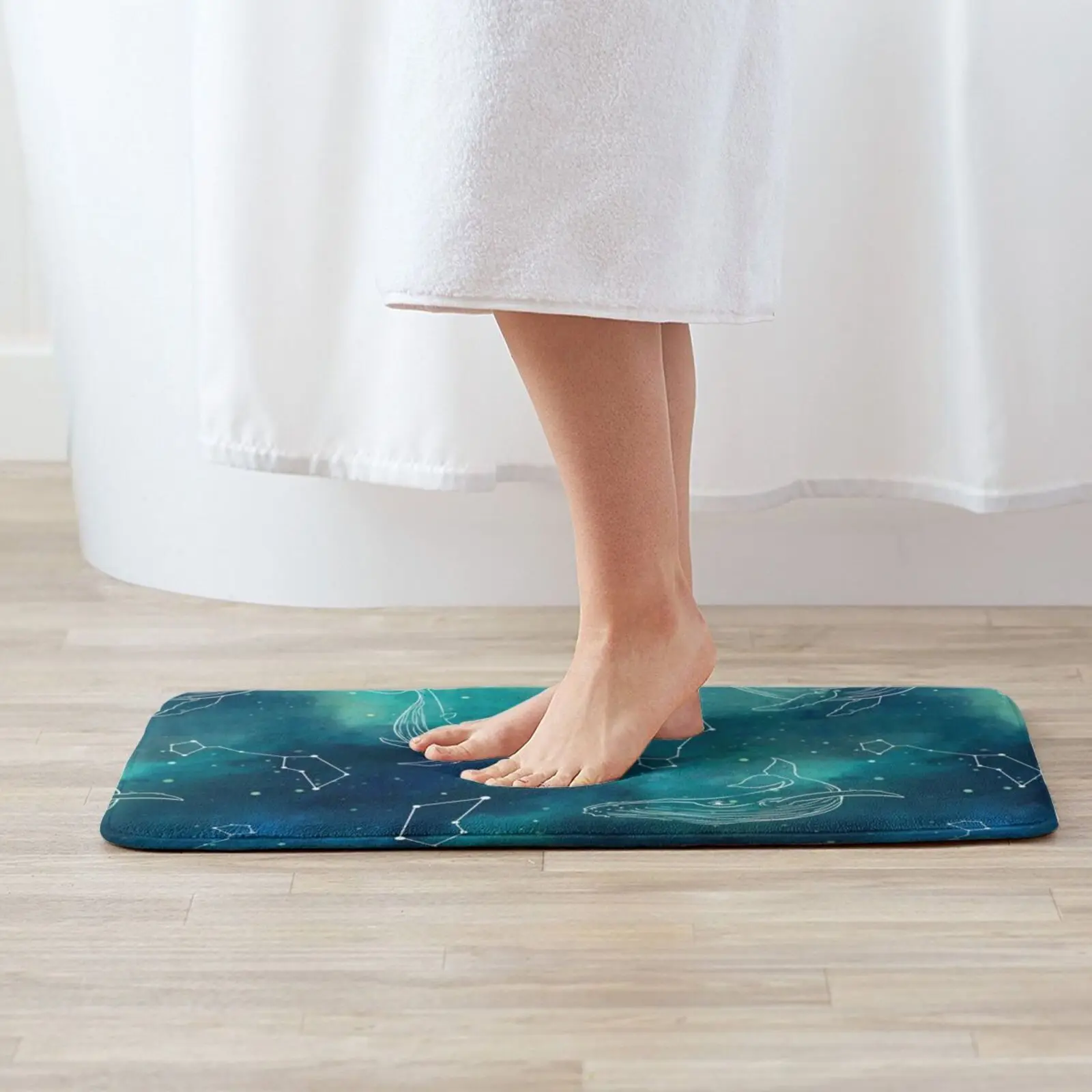 Whale Stars Soft Non-Slip Mat Rug Carpet Cushion Whale Star Stars Night Cosmic Galaxy Asterism Swim Sail Ride Pull Fish