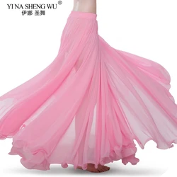 Disfraz de danza del vientre para mujer, falda de gasa, elegante, envolvente, larga, 720 grados