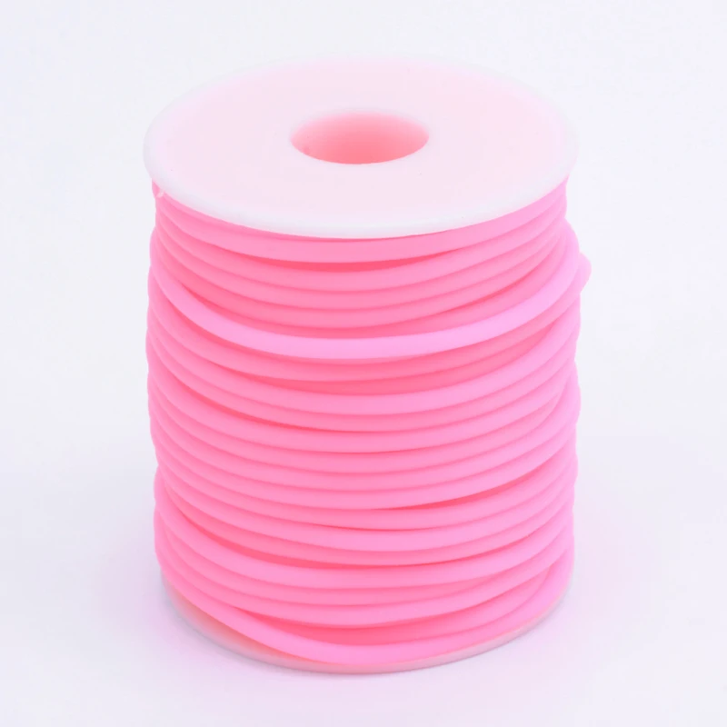 1Roll 2mm 3mm 4mm Holle Pijp Buisvormige Rubberen Koorddraad Omwikkeld met Plastic Spoel Voor DIY Sieraden Maken Bevindingen