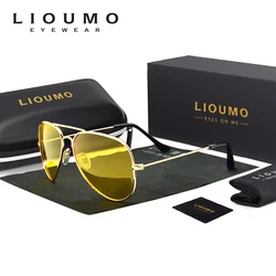 LIOUMO Fashion Aviation Sunglasses Women Polarized Glasses Men Day Night Vision Driving Goggles Yellow Anti-Glare oculos sol