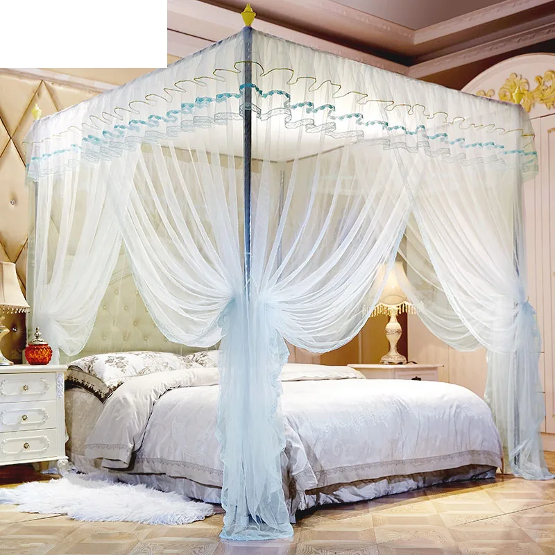 

Three-door Palace Mosquito Net Household 1.8m Bed Stainless Steel 1.5m Princess Wind Bracket 2.0x2.2 Curtains Bed Home Decor