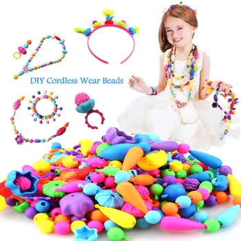 Pop-Arty Perlen Snap-Together für Kinder Schmuck Mode Kit DIY Halskette und Armband Handwerk Geburtstag Spielzeug Geschenke Kinder Perlen