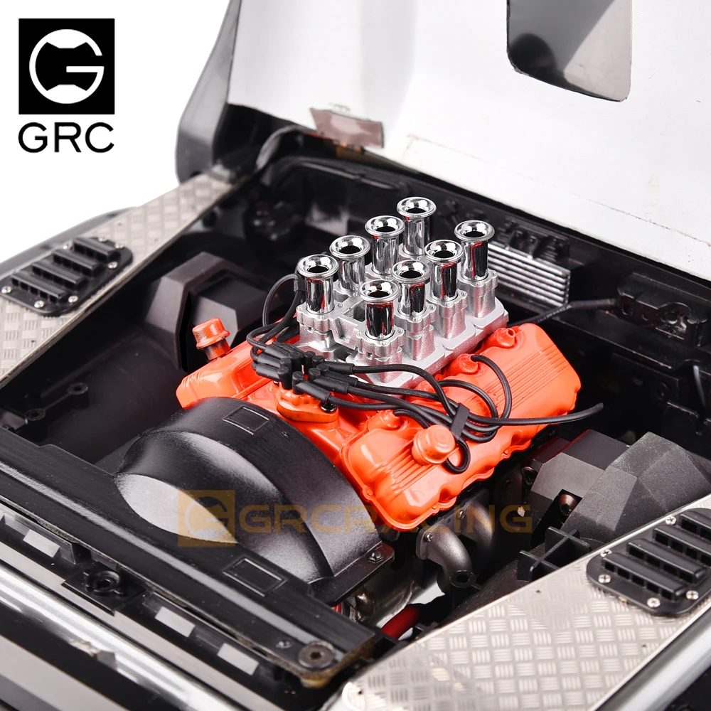 Grc Fst 1/10 Simulation V8 Engine Hood Fan Radiator Stack-type Direct Injection Air Intake G142sy/g142sr