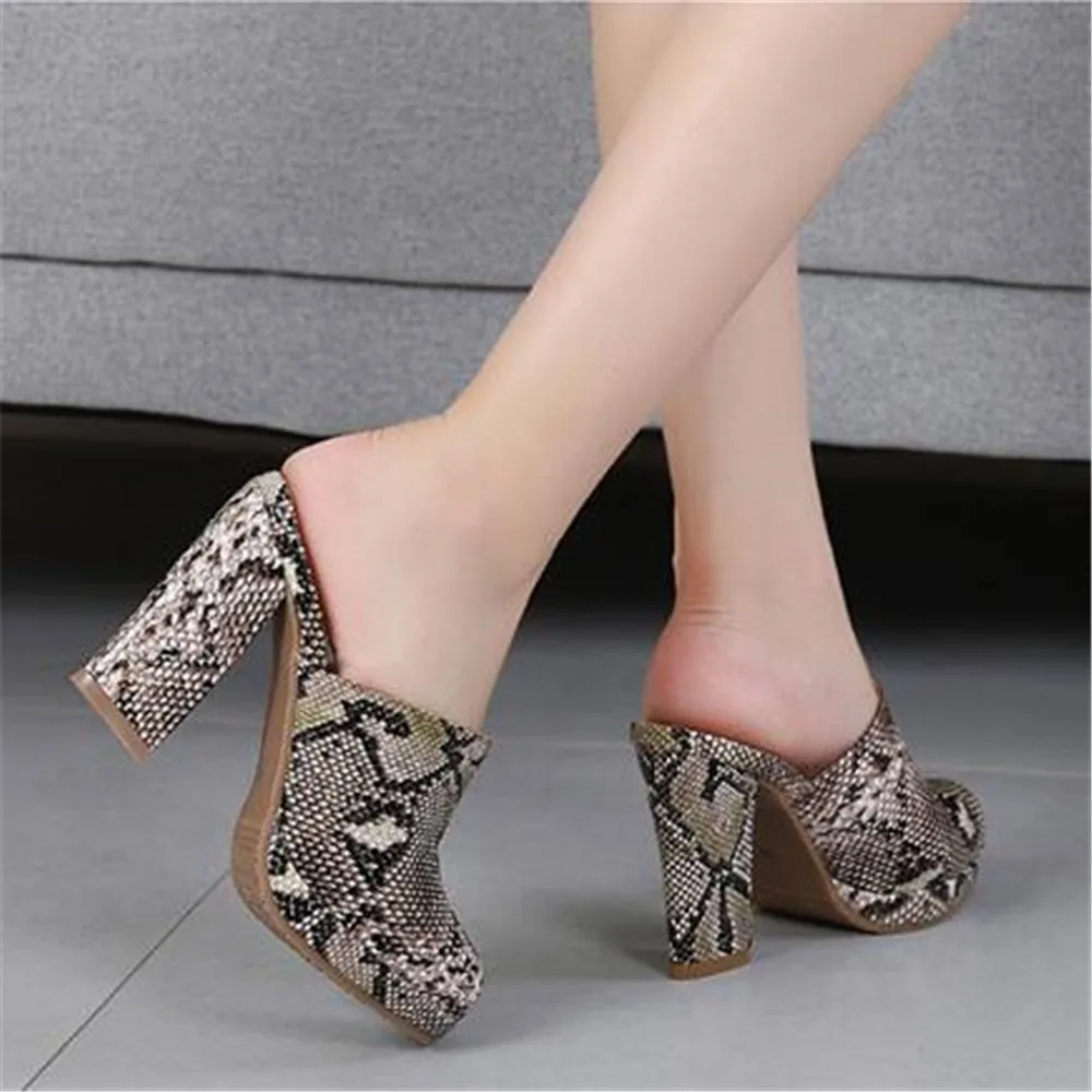 

European American Style High-Heel Baotou Semi Slippers Women's 2024 New Waterproof Platform Shoes Ladies Wear Fashion Thick Heel