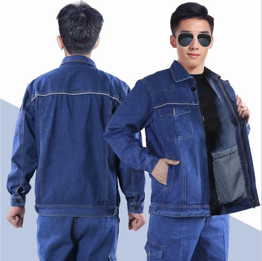 2023 Autumn Winter Thick Denim Coveralls Welding Suit Labor Protection Clothing Electrician Wear-resistant Anti-scalding Uniform