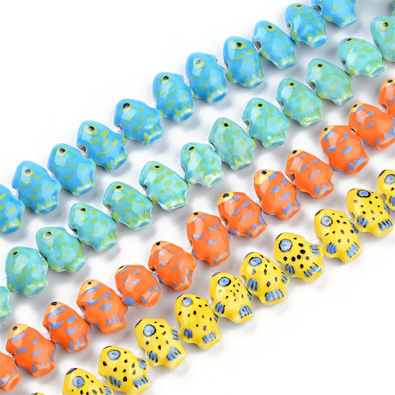 5pcs Fish Shape Hand Painted Ceramic Beads For Jewelry Making Loose Spacer Ceramic Beads Necklace DIY Handmade Accessories