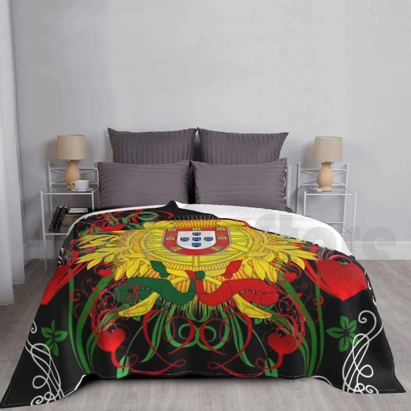 Arte Portugal Cobertor Moda Personalizado 312 Portugal Galo Barcelos Azores Coração