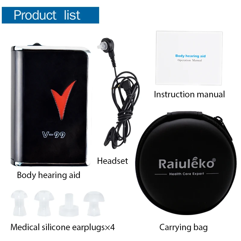 Hearing Aid Voice Sound Amplifier V-99 Hearing Aids Behind Ear Adjustable For The Elderly Deaf Hearing Loss Device