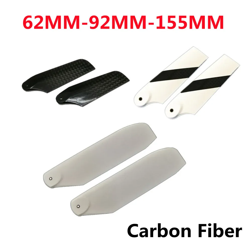 2PCS/Lot 1Pair 62MM 92MM 155MM Carbon Fiber Tail Rotor Blades for Align T-rex 450 V2 V3 PRO DFC 550 600 700 RC Helicopter