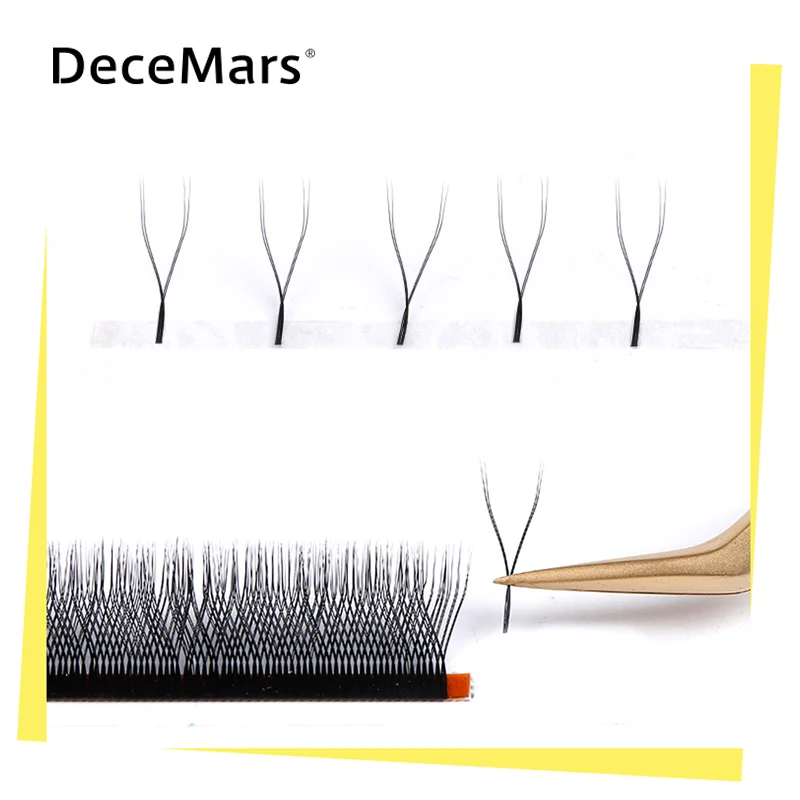 DeceMars  5Tray/Set YY Shaped Black Eyelashes Extensions Two Tip Lashes C/D Curl High Quality Idividual