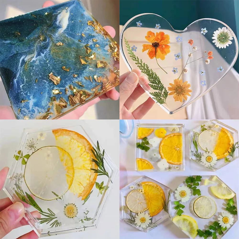 Geometric Coasters Resin Casting Mold Silicone Cloud Heart Shape Cup Tray Epoxy Mould for Jewelry Making Epoxy Mould Craft Tools