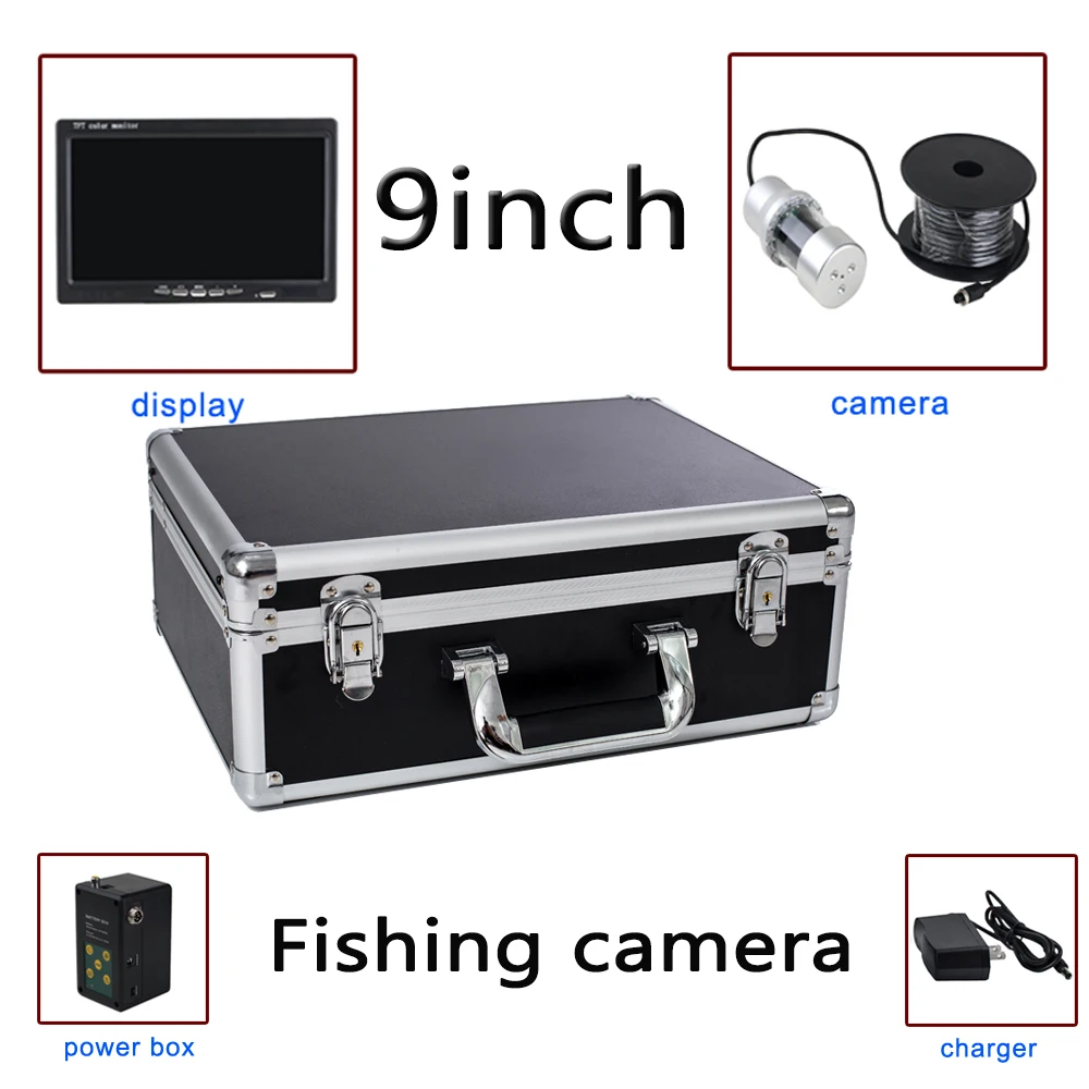 Underwater Camera for Fishing with Rotating Camera Head 36 Infrared LEDS Ice Fishing Camera F08A with 9\'\' Screen Video Recording