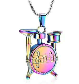 Musical Instruments Cremation Jewelry For Ashes Of Loved Ones Stainless Steel  Drum Set Memorial Urn Nekcklace  Keepsake Pendant