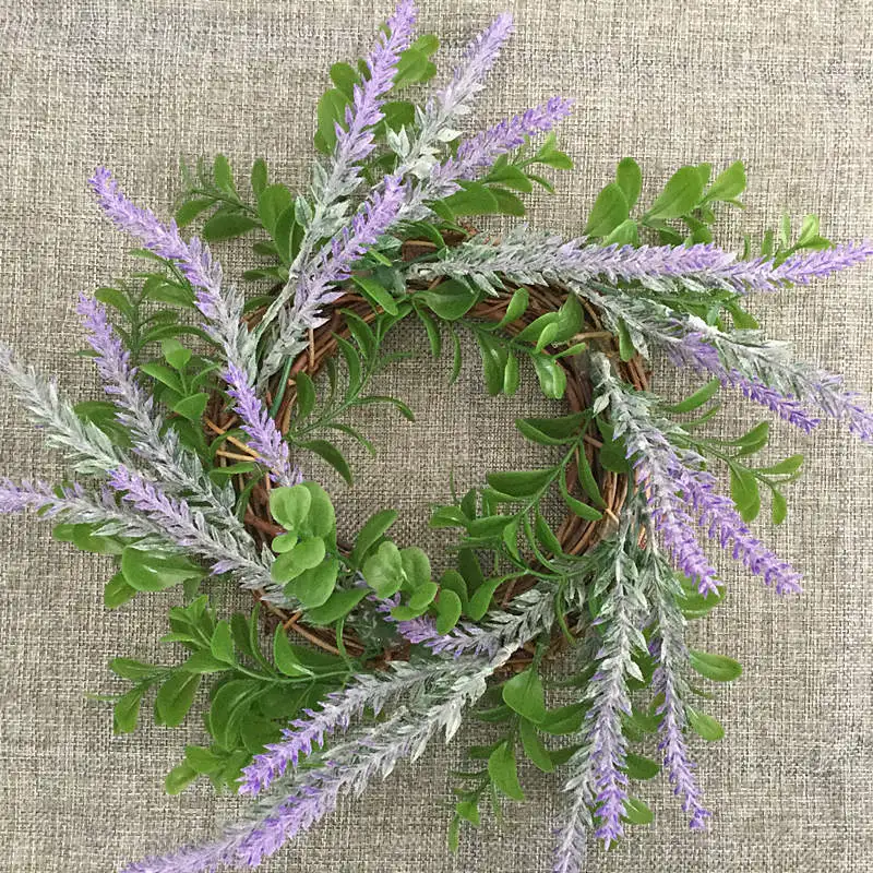 American Country Simulation Flocking Lavender Candle Ring Wreath Home Living Room Bedroom Wall Window Pendant